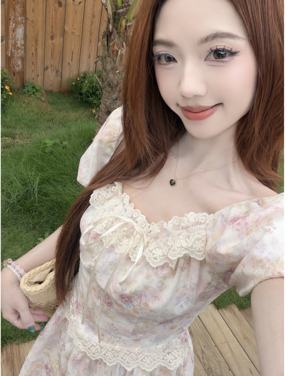 Floral lady large yard sweet tender dress for women