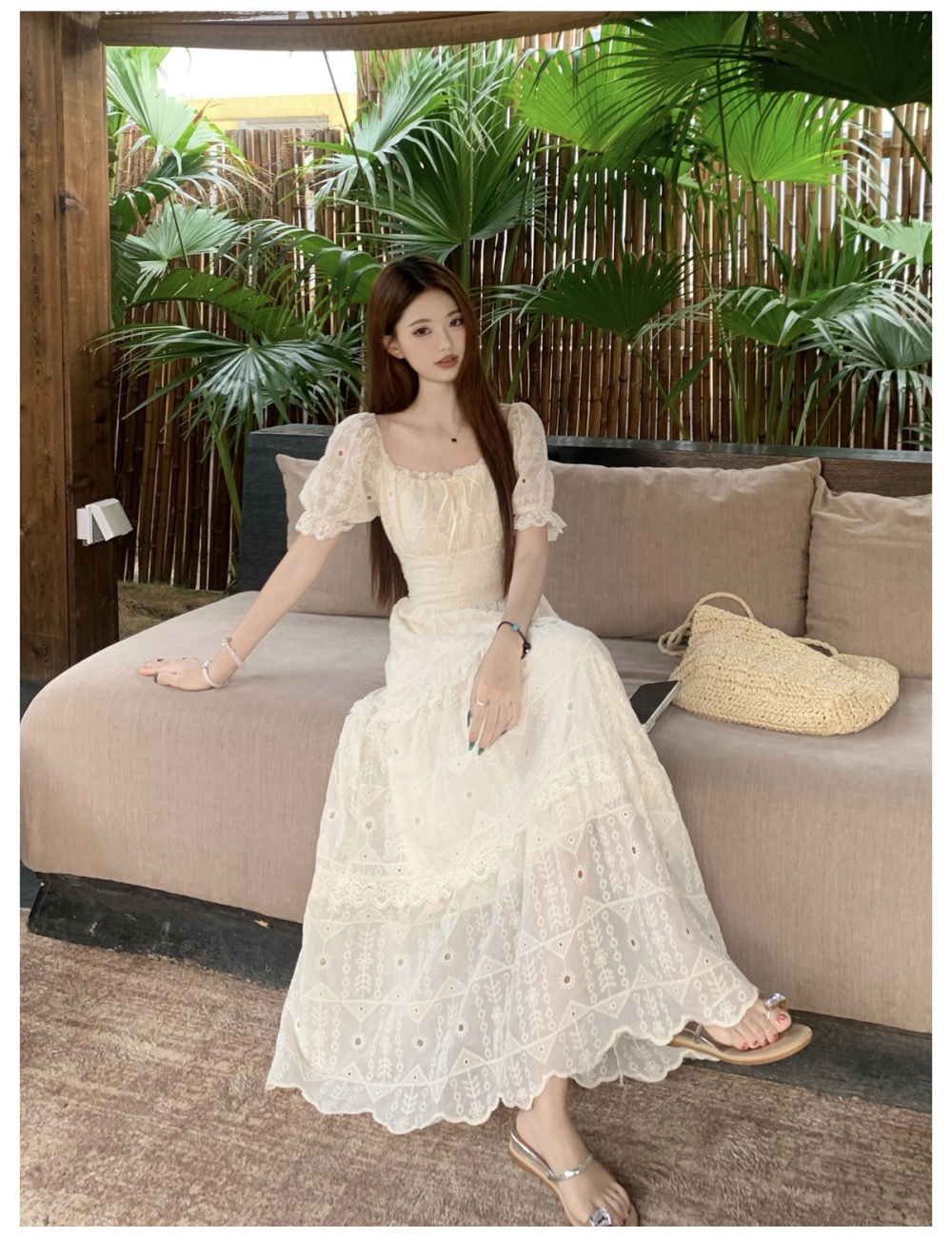Large yard temperament dress summer lace long dress