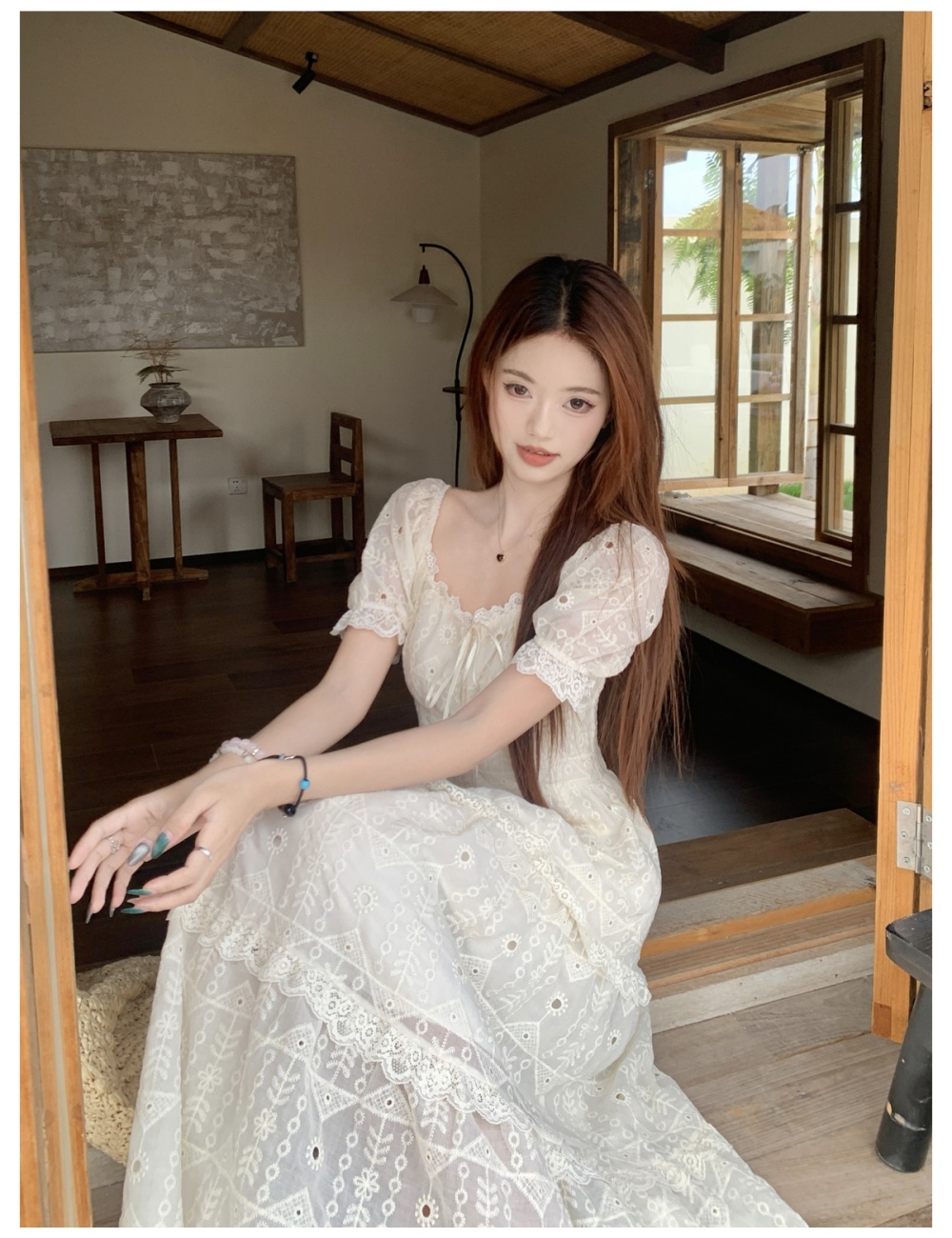 Large yard temperament dress summer lace long dress
