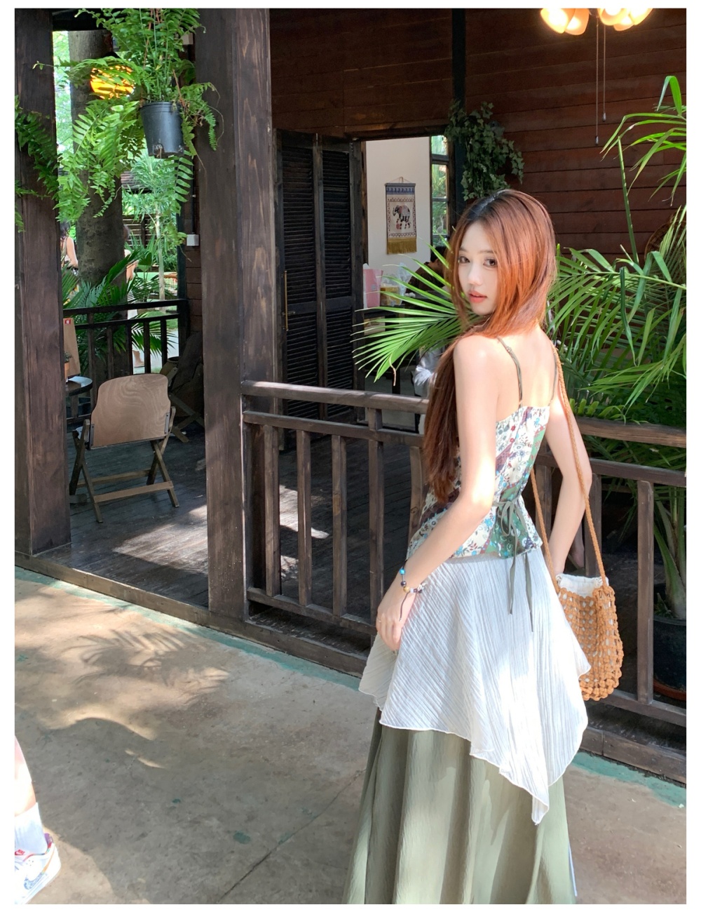 Sling summer large yard cardigan vacation travel skirt 3pcs set