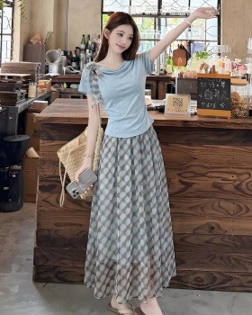 Gauze skirt Korean style long skirt 2pcs set for women