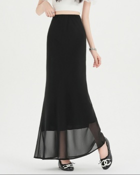 Black high waist summer package hip skirt for women