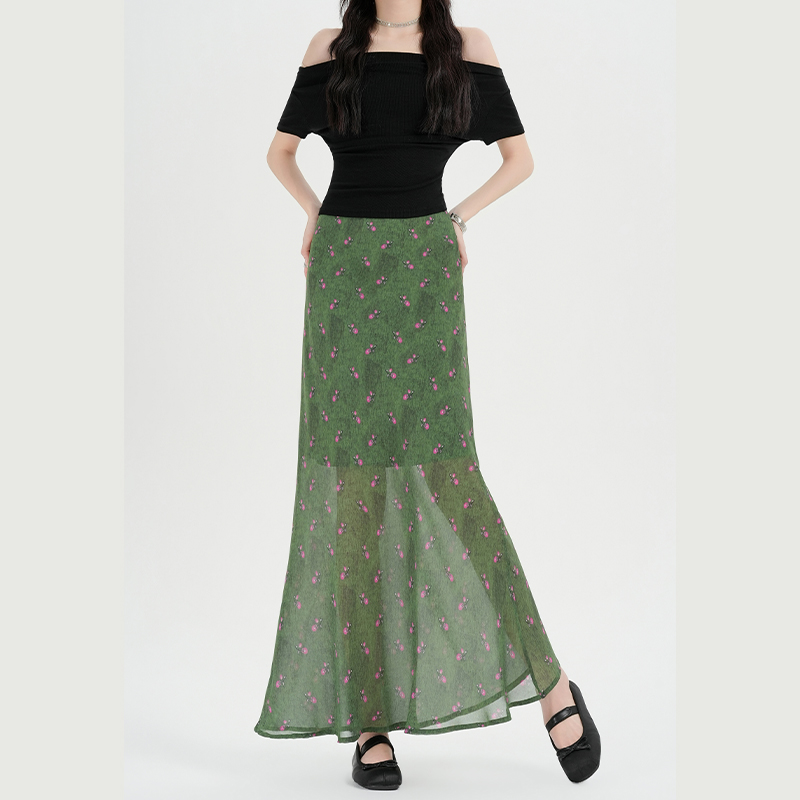 A-line drape summer skirt all-match elegant long skirt for women