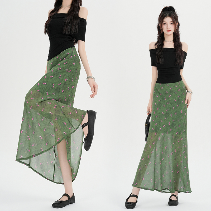 A-line drape summer skirt all-match elegant long skirt for women
