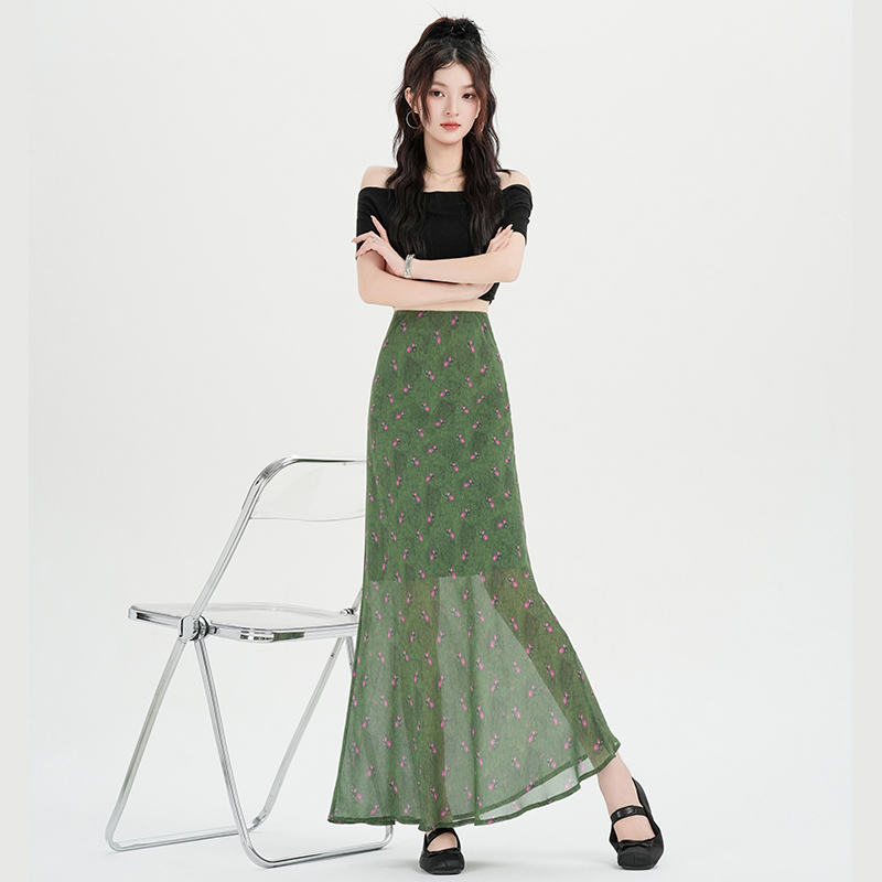 A-line drape summer skirt all-match elegant long skirt for women