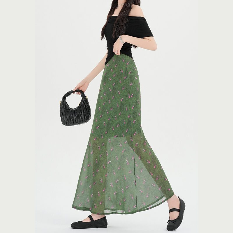 A-line drape summer skirt all-match elegant long skirt for women