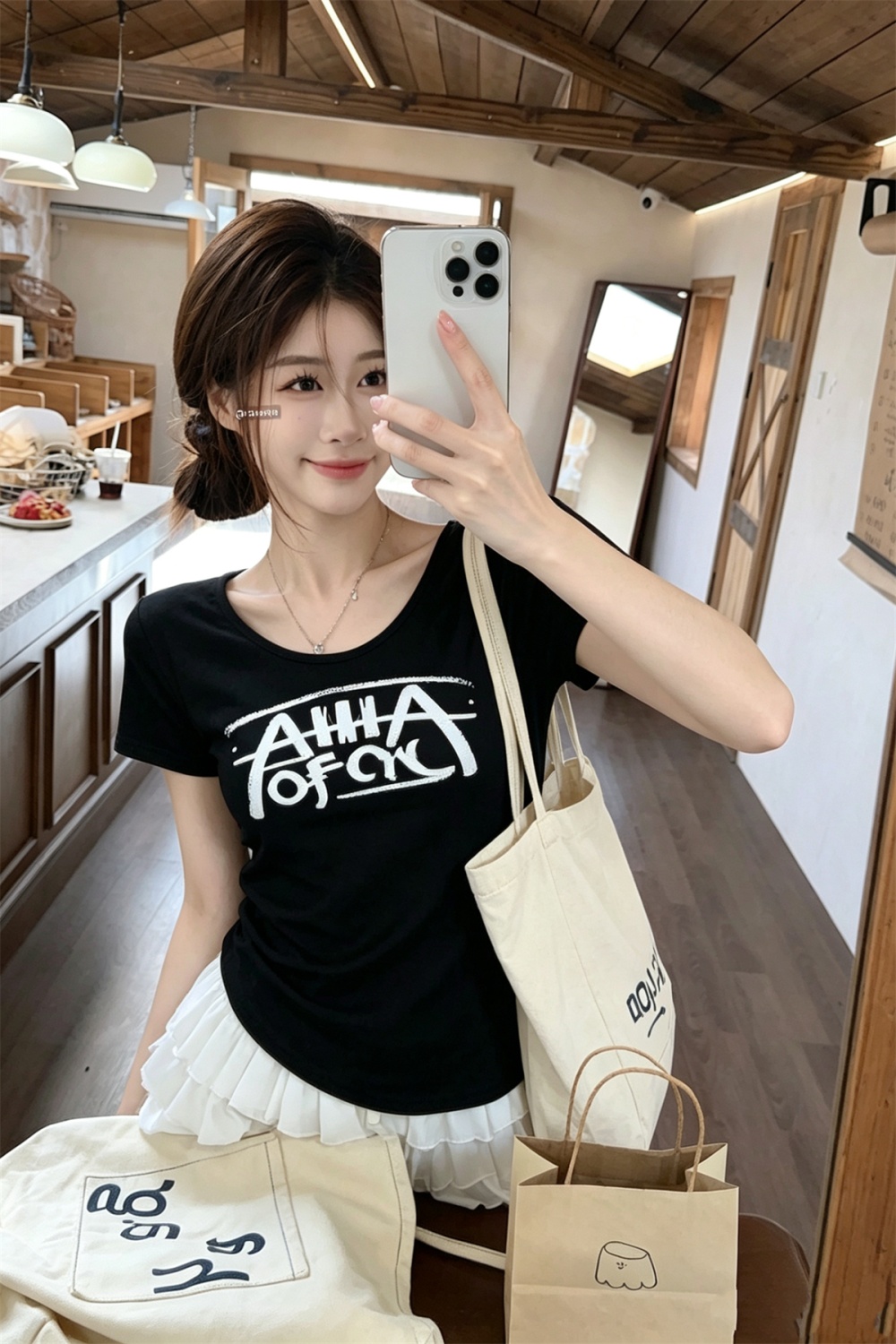 Slim V-neck cozy tops short sleeve summer T-shirt