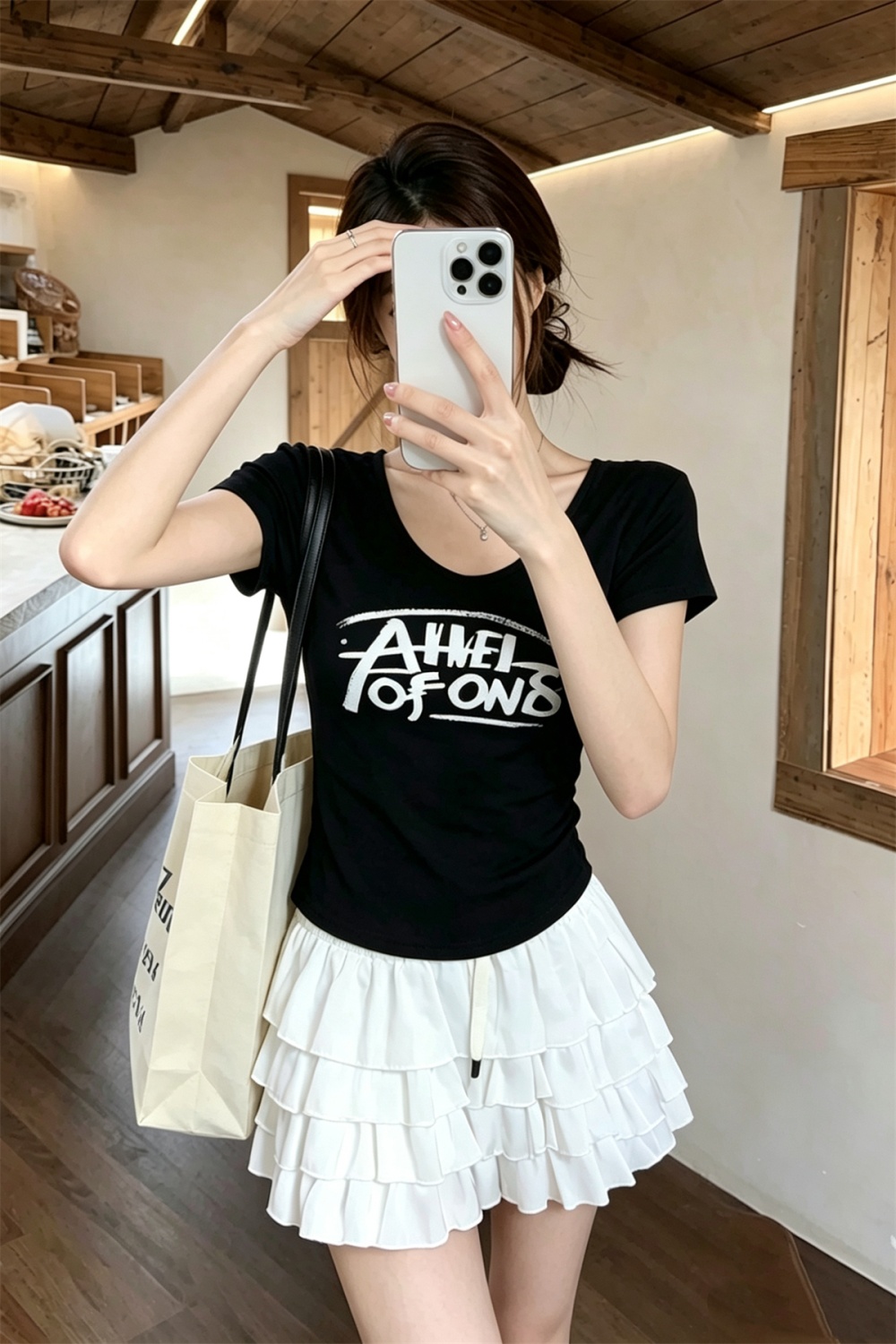 Slim V-neck cozy tops short sleeve summer T-shirt