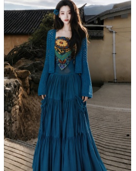 Wrapped chest skirt long skirt 3pcs set for women