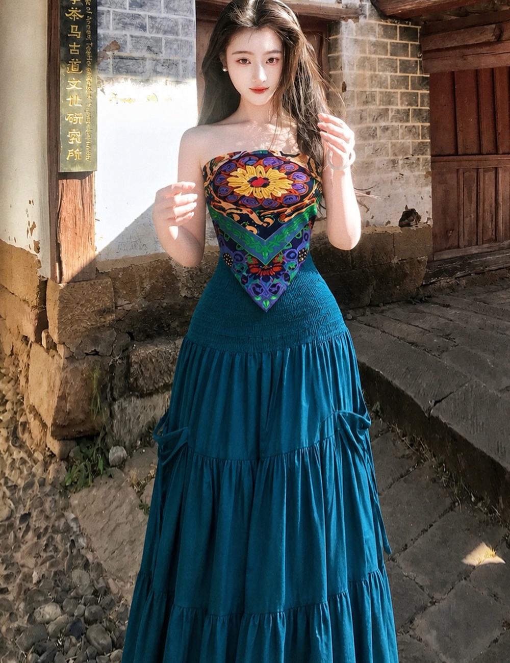 Wrapped chest skirt long skirt 3pcs set for women