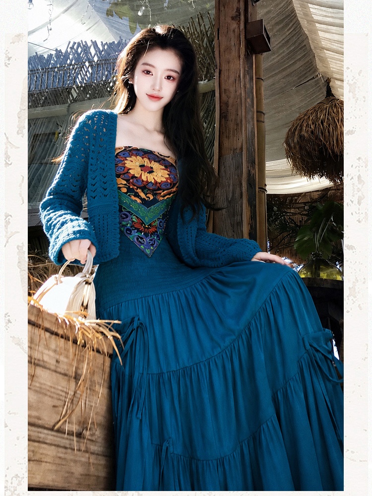 Wrapped chest skirt long skirt 3pcs set for women
