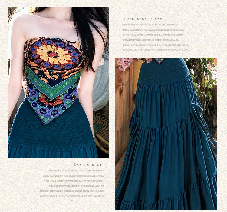 Wrapped chest skirt long skirt 3pcs set for women