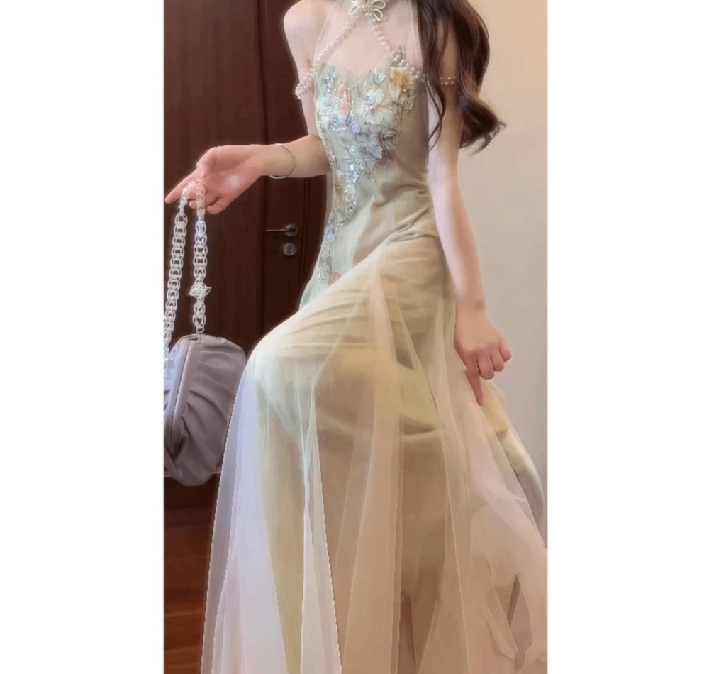 Tender splice temperament dress vacation seaside long dress