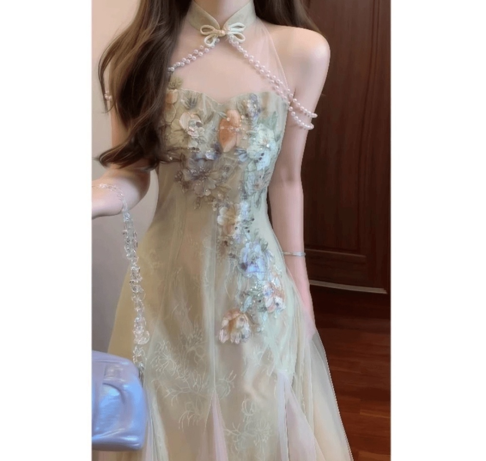 Tender splice temperament dress vacation seaside long dress