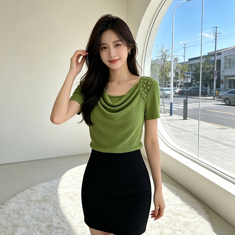 Summer temperament shirts slim enticement tops for women