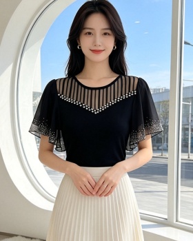 Rhinestone commuting fashion shirts slim light luxury tops