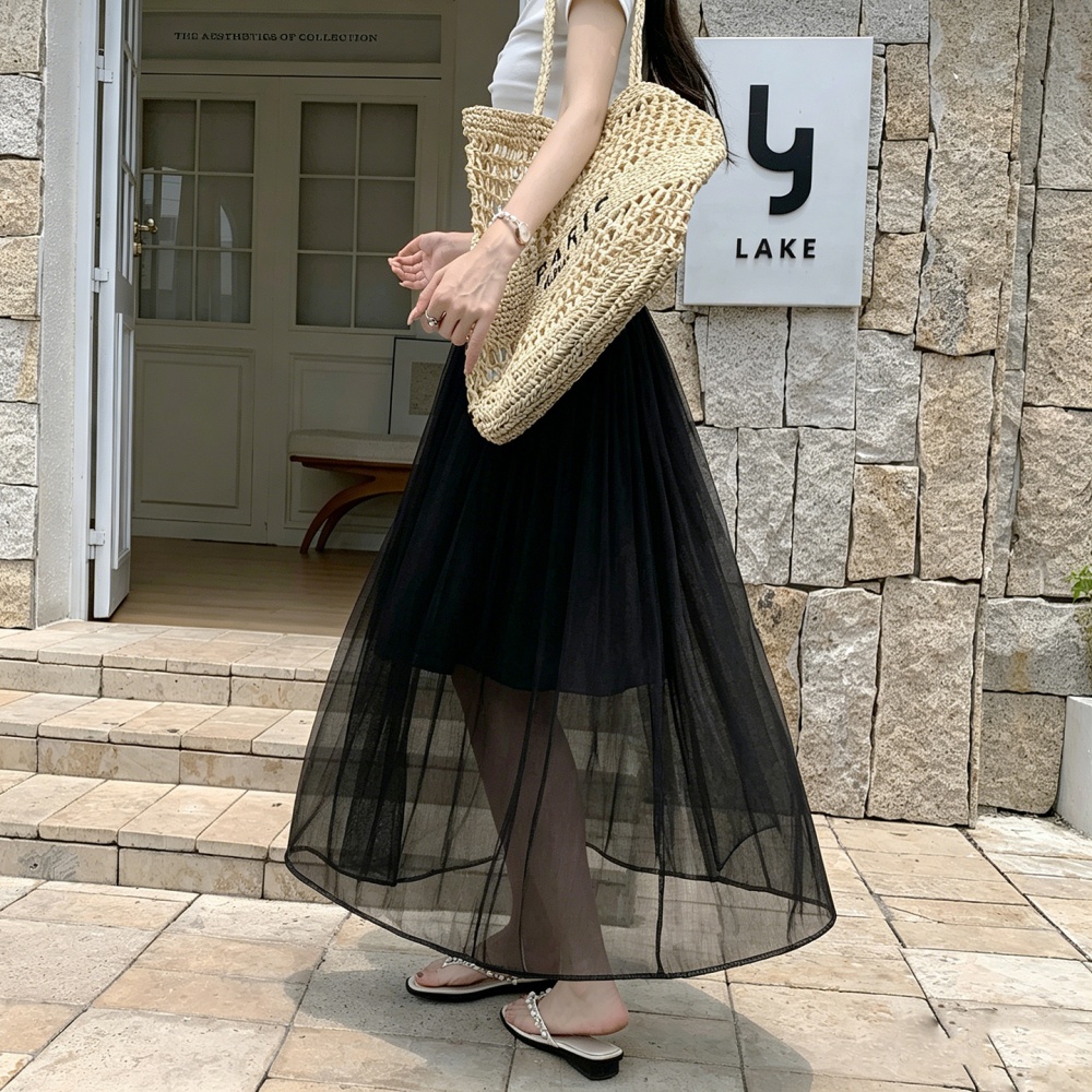 A-line slim long skirt high waist light luxury skirt