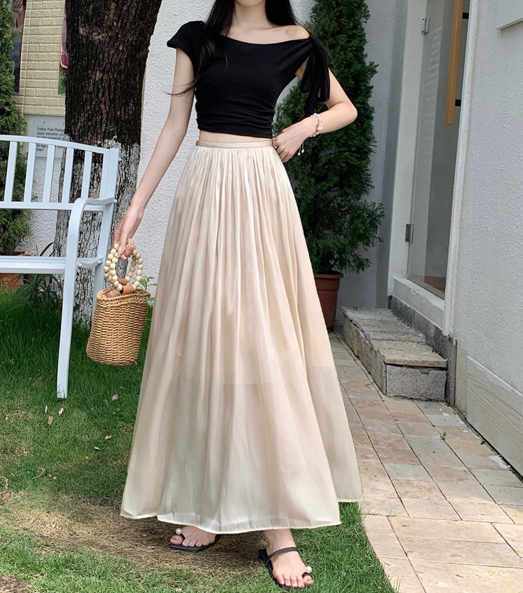 A-line slim long skirt high waist light luxury skirt