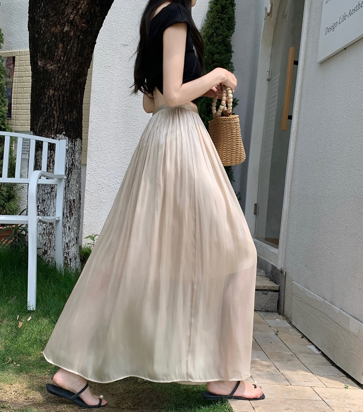 A-line slim long skirt high waist light luxury skirt