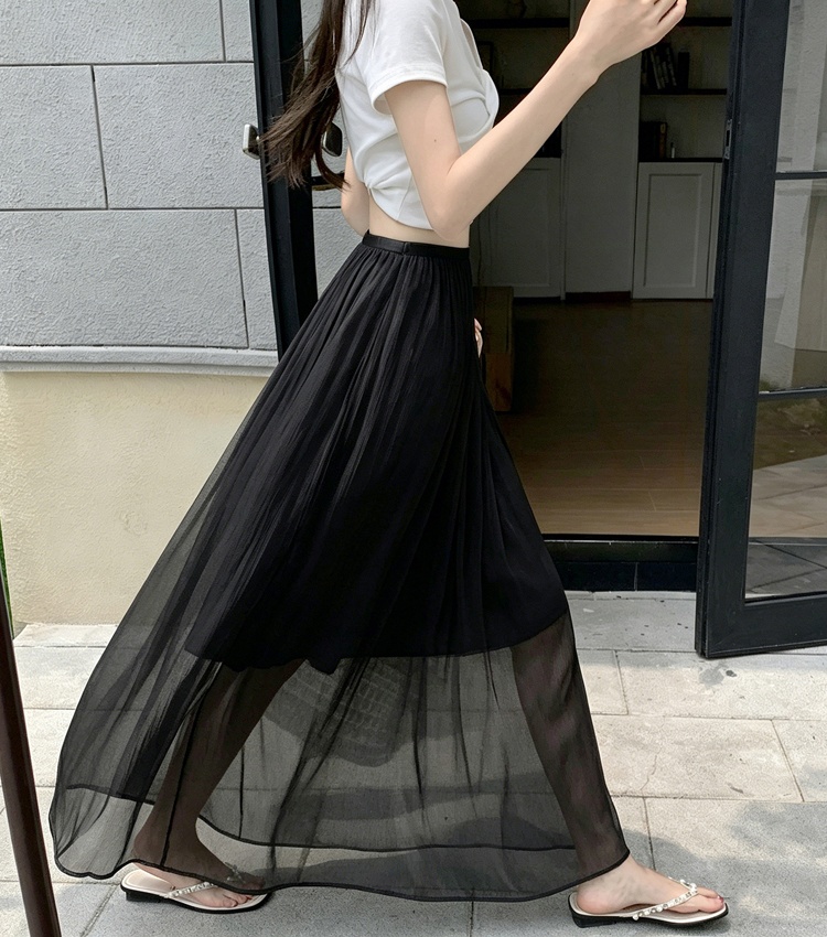 A-line slim long skirt high waist light luxury skirt