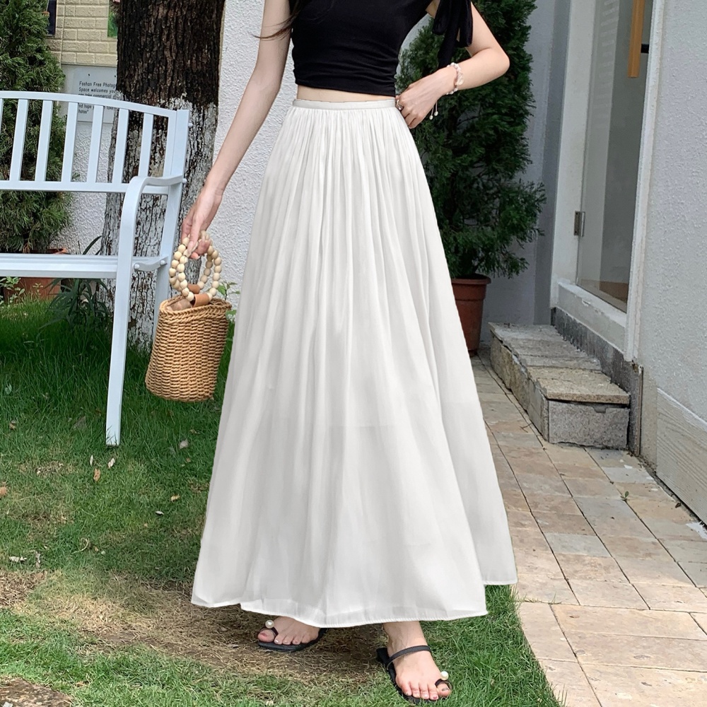 A-line slim long skirt high waist light luxury skirt