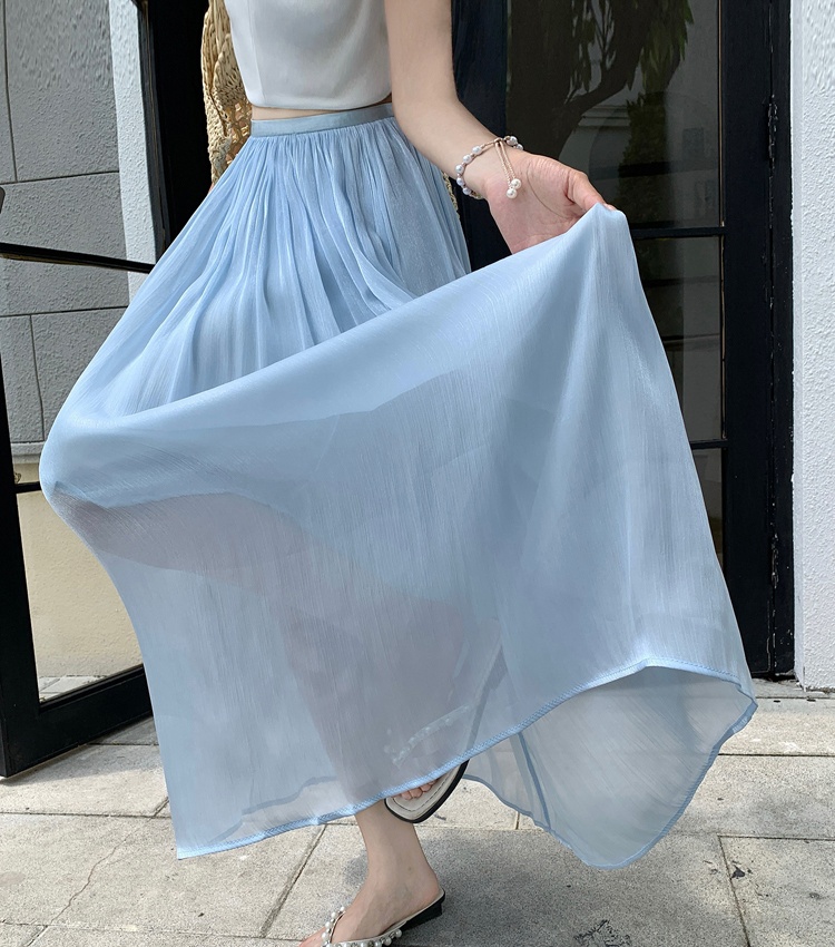 A-line slim long skirt high waist light luxury skirt