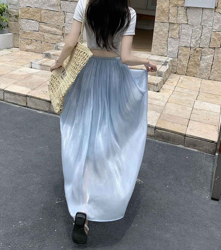 A-line slim long skirt high waist light luxury skirt