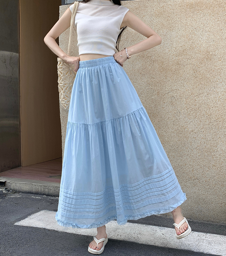 White temperament France style A-line skirt for women