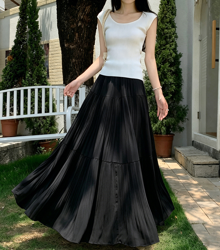 Drape A-line skirt loose long skirt for women