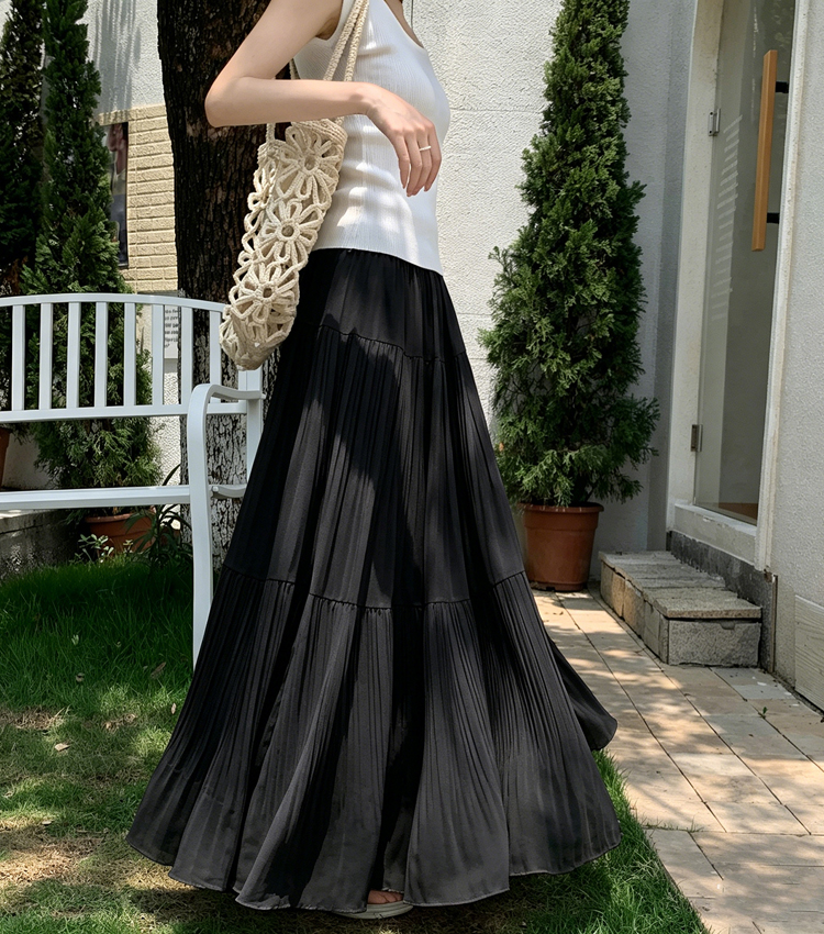 Drape A-line skirt loose long skirt for women