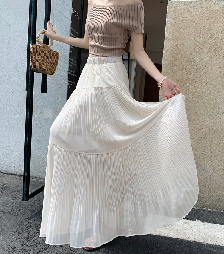 Drape A-line skirt loose long skirt for women