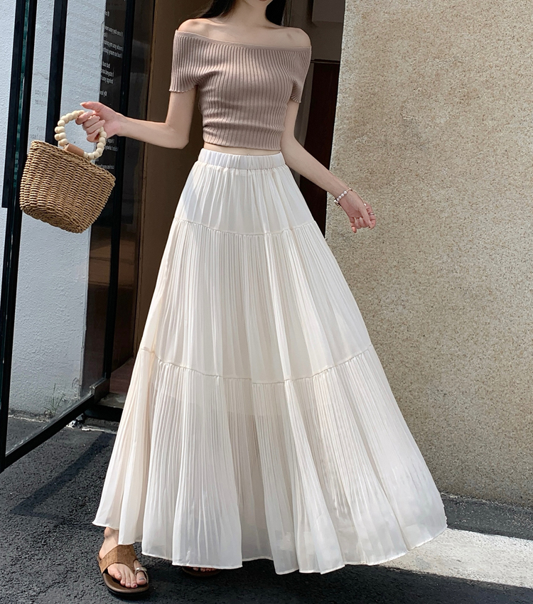 Drape A-line skirt loose long skirt for women