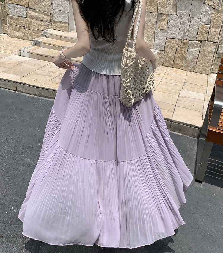 Drape A-line skirt loose long skirt for women