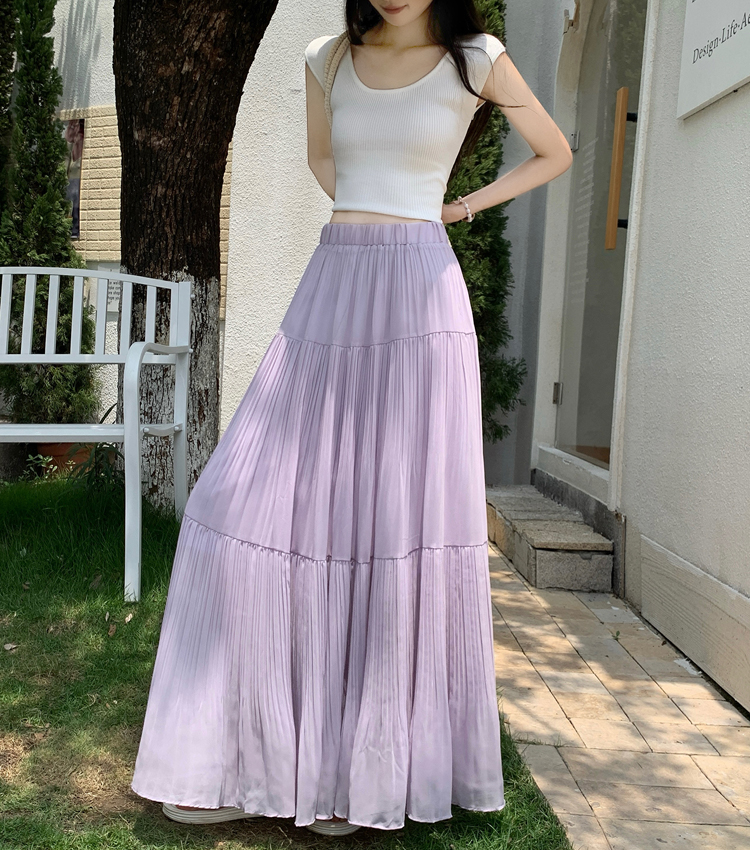 Drape A-line skirt loose long skirt for women