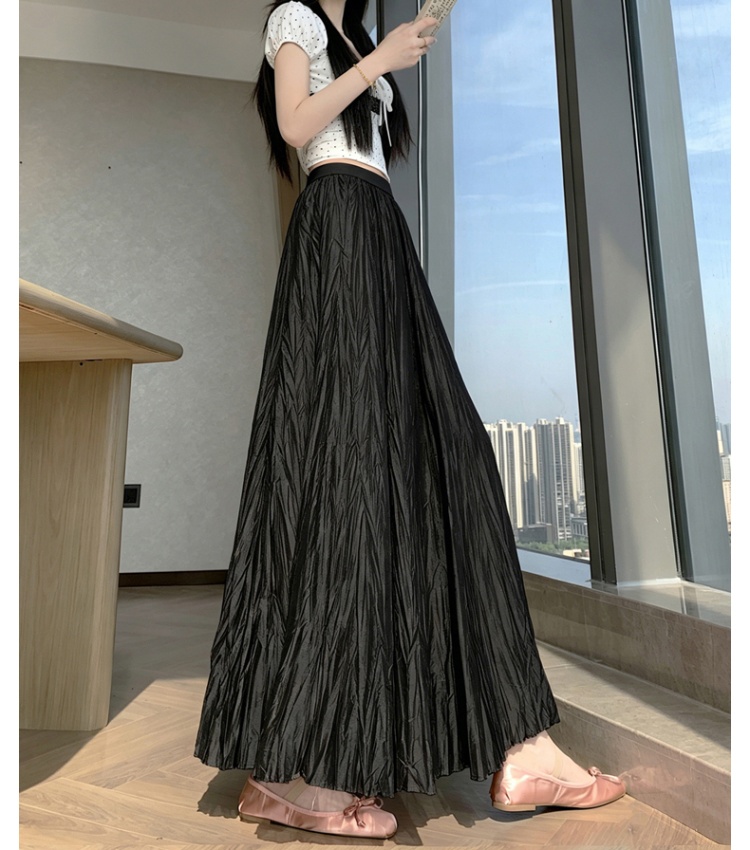Lady A-line white long skirt summer fold drape skirt for women