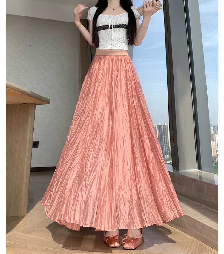 Lady A-line white long skirt summer fold drape skirt for women