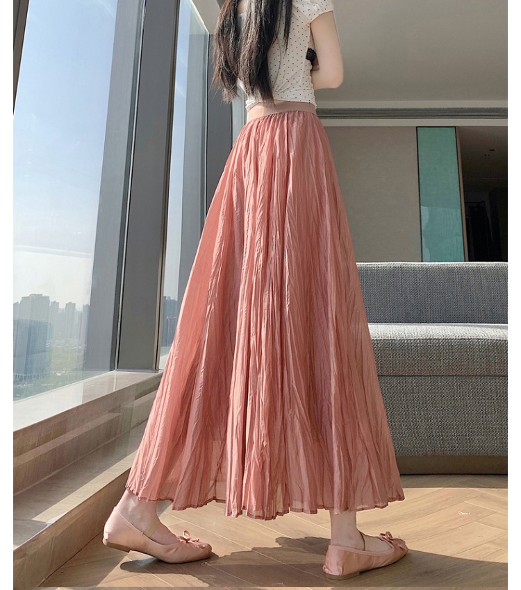 Lady A-line white long skirt summer fold drape skirt for women