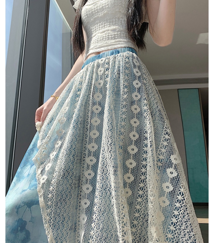 Splice vacation irregular big skirt printing skirt for women