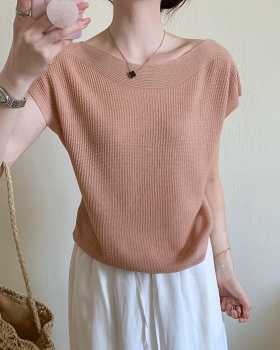 Short Korean style summer lazy tender ice silk tops for women