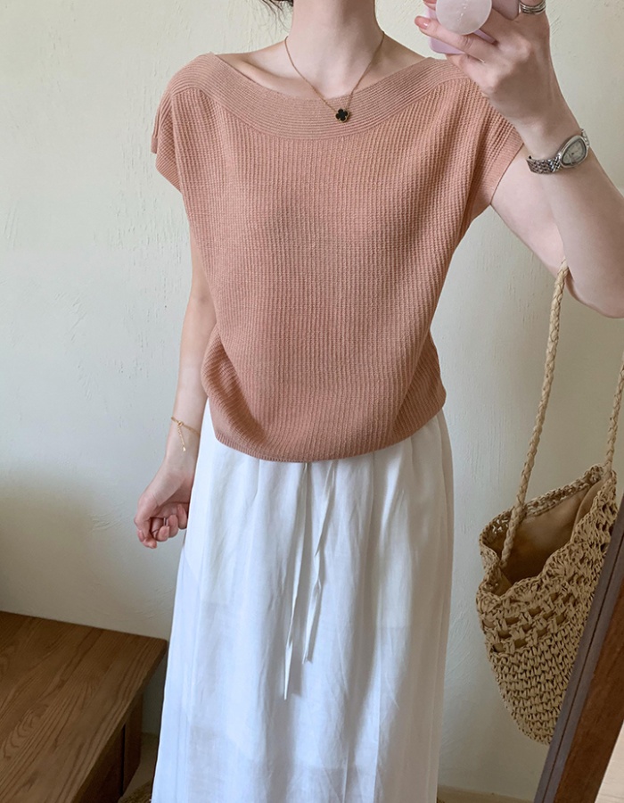 Short Korean style summer lazy tender ice silk tops for women