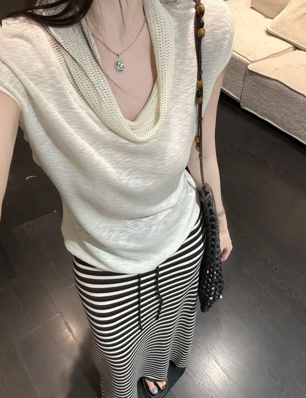 High waist Korean style T-shirt short sleeve skirt a set