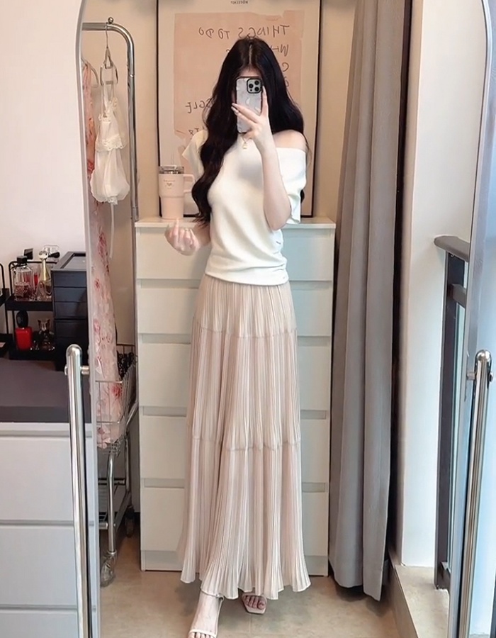 Pure short sleeve skirt slim summer T-shirt for women