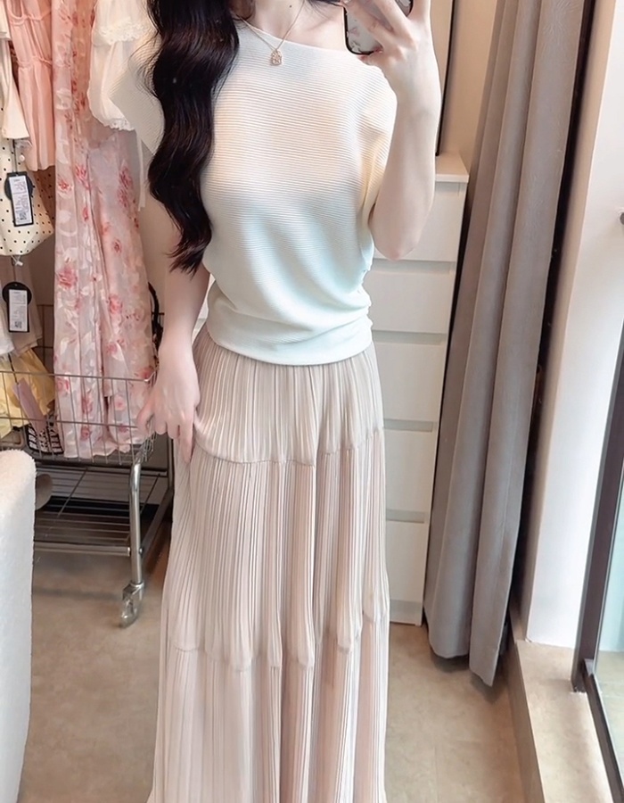Pure short sleeve skirt slim summer T-shirt for women