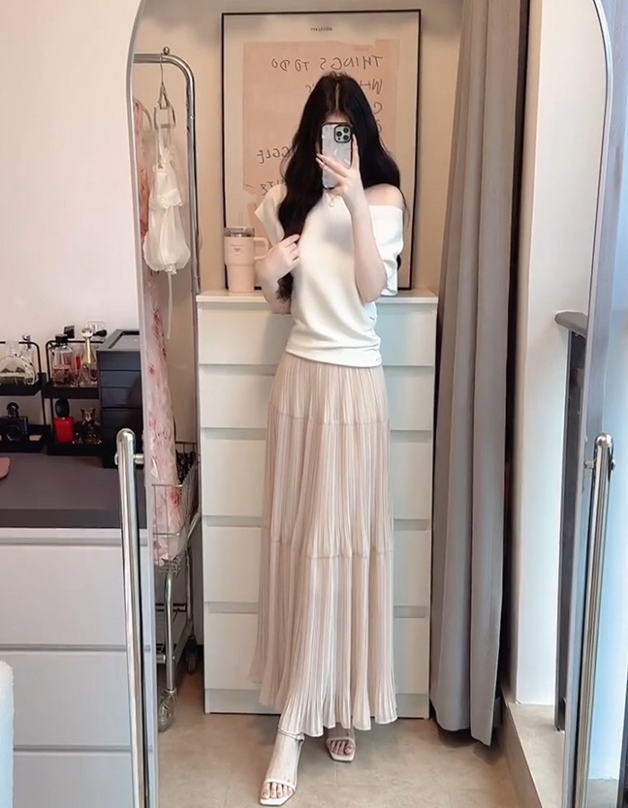 Pure short sleeve skirt slim summer T-shirt for women