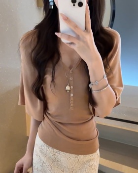Korean style slim sweater short sleeve tops for women