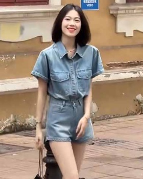 Fashion denim tops temperament shorts 2pcs set