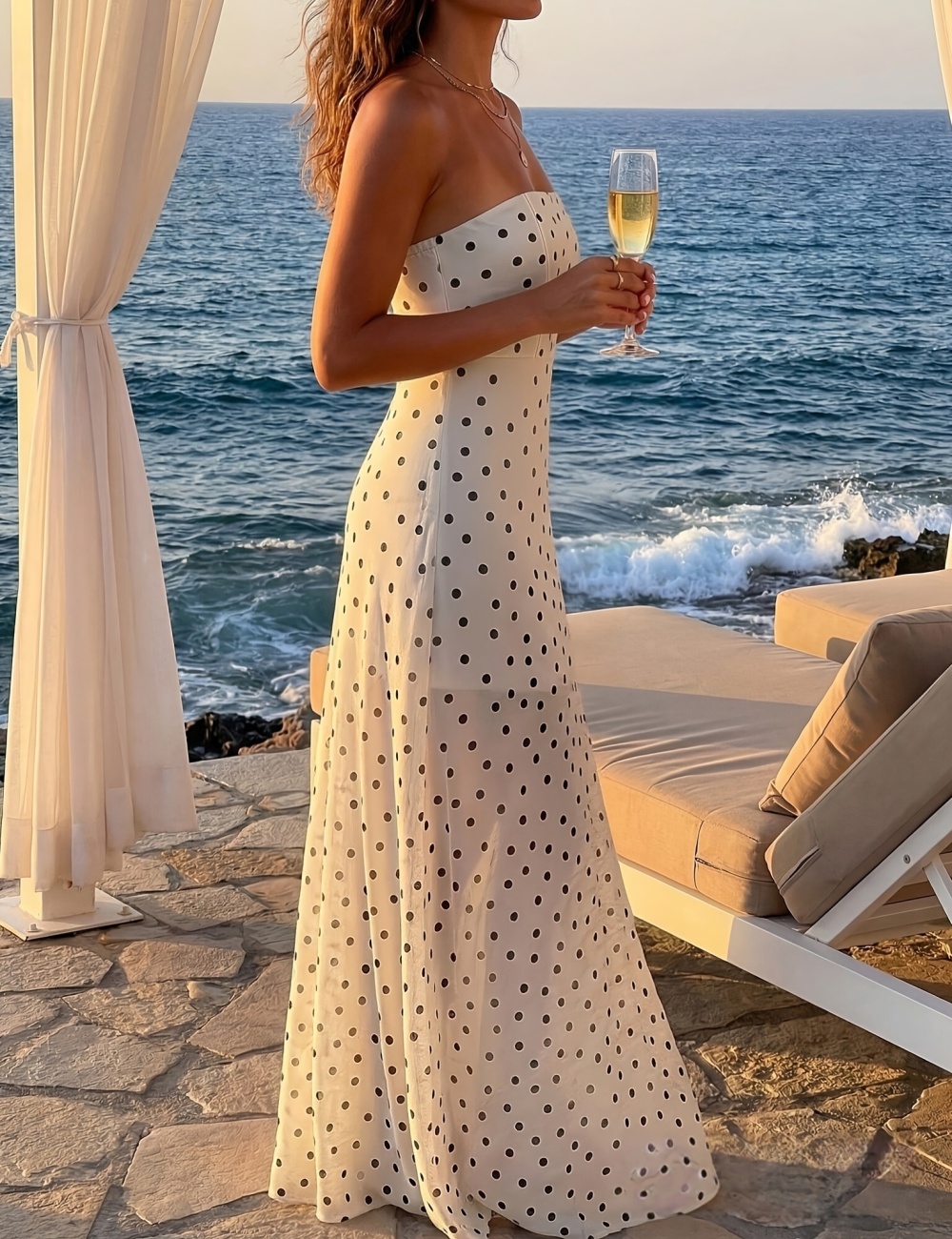 A-line printing long elegant slim summer dress for women
