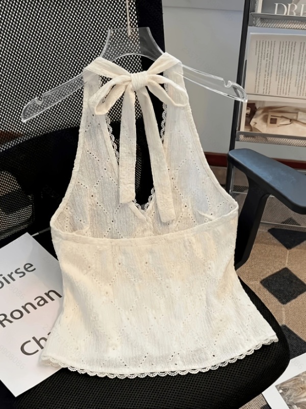 Fashion summer frenum sling pearl elegant vest for women