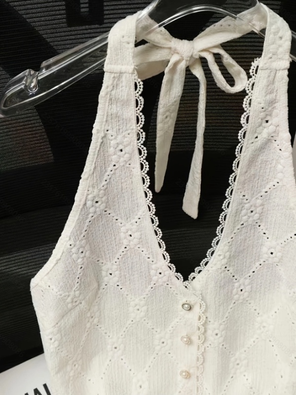 Fashion summer frenum sling pearl elegant vest for women