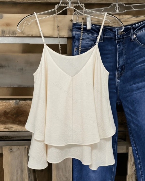 Casual double loose pure simple summer sling vest for women